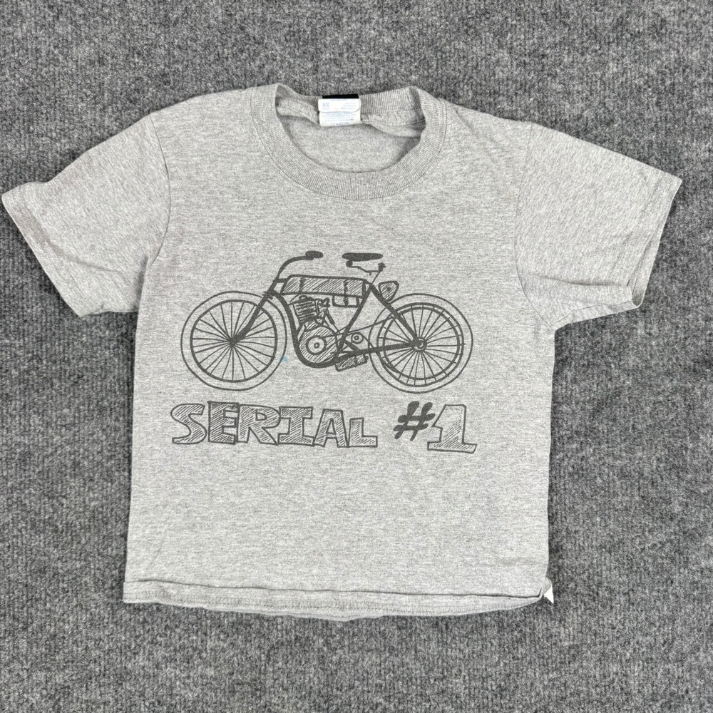 Harley Davidson T-Shirt Kids Size XS Gray Museum Serial 1 Graphic Short Sleeve